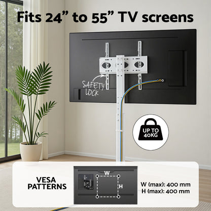Artiss TV Stand 24-55&quot; Swivel Height Adjustable Floor Mount for TVs-Furniture &gt; Living Room &gt; TV Units-PEROZ Accessories