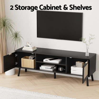 Artiss TV Unit 150cm Storage Cabinet Black-Furniture > Living Room > TV Units-PEROZ Accessories