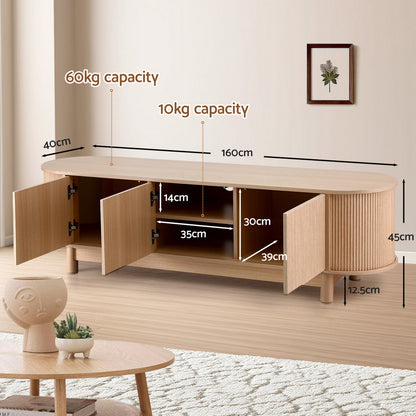 Artiss TV Unit Entertainment Unit Storage Cabinet 160cm Pine-Furniture &gt; Living Room &gt; TV Units-PEROZ Accessories