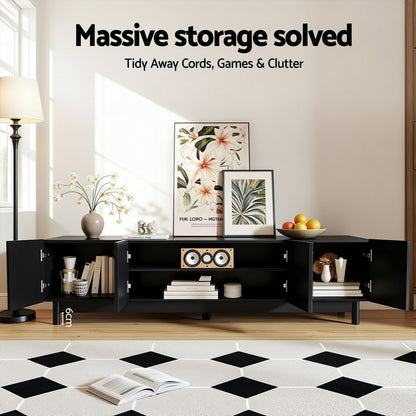 Artiss TV Unit Entertainment Unit Storage Cabinet 180cm Black-Furniture > Living Room > TV Units-PEROZ Accessories