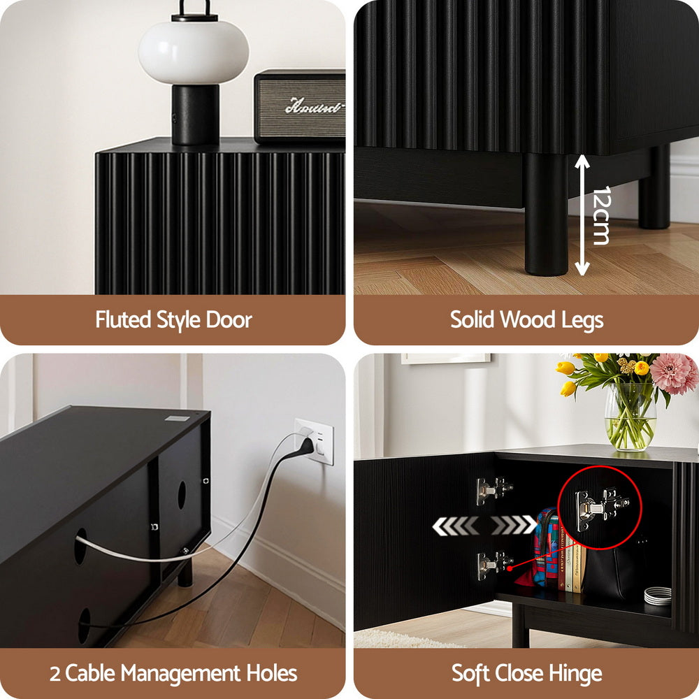 Artiss TV Unit Entertainment Unit Storage Cabinet 180cm Black-Furniture > Living Room > TV Units-PEROZ Accessories