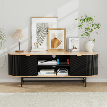 Artiss TV Unit Entertainment Unit Storage Cabinet Black Pine-Furniture &gt; Living Room &gt; TV Units-PEROZ Accessories