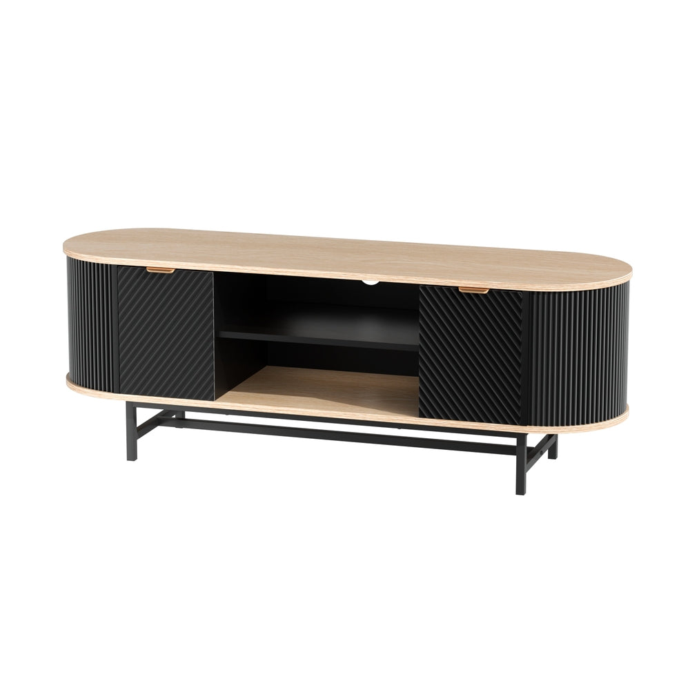 Artiss TV Unit Entertainment Unit Storage Cabinet Black Pine-Furniture &gt; Living Room &gt; TV Units-PEROZ Accessories