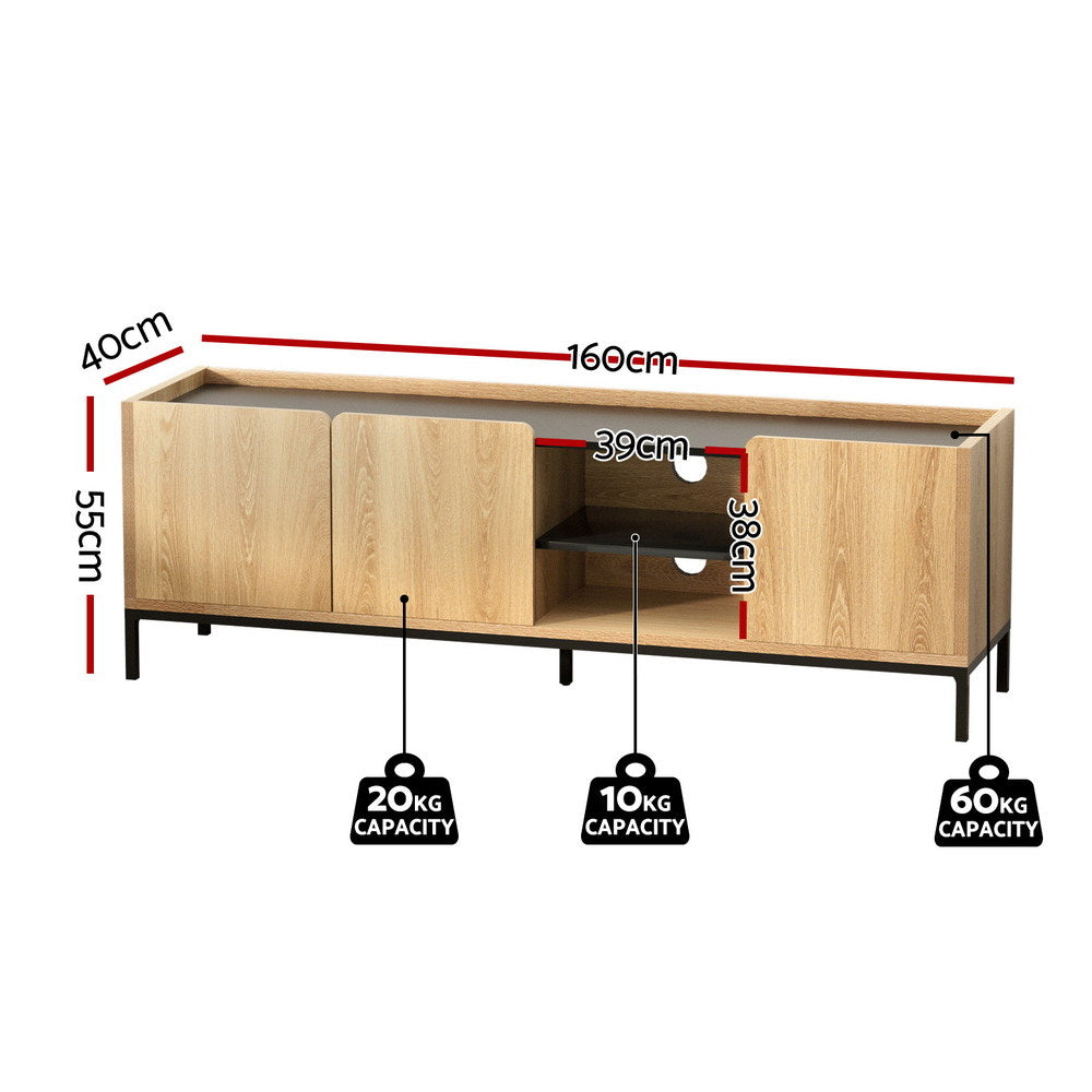 Artiss TV Unit Entertainment Unit Storage Cabinet Shelf 160cm Pine-Furniture &gt; Living Room &gt; TV Units-PEROZ Accessories