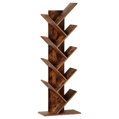 Artiss Tree Bookshelf 9 Tiers Walnut-Furniture &gt; Living Room &gt; Bookcases &amp; Shelves-PEROZ Accessories