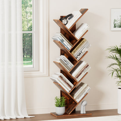 Artiss Tree Bookshelf 9 Tiers Walnut-Furniture &gt; Living Room &gt; Bookcases &amp; Shelves-PEROZ Accessories
