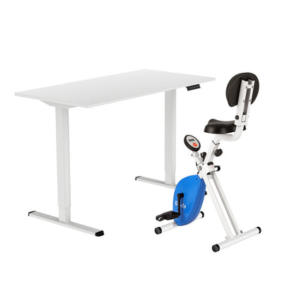Artiss Under Desk Folding X-Bike with 120cm Automatic Standing Desk Magnetic Resistance White-Furniture &gt; Office &gt; Desks-PEROZ Accessories