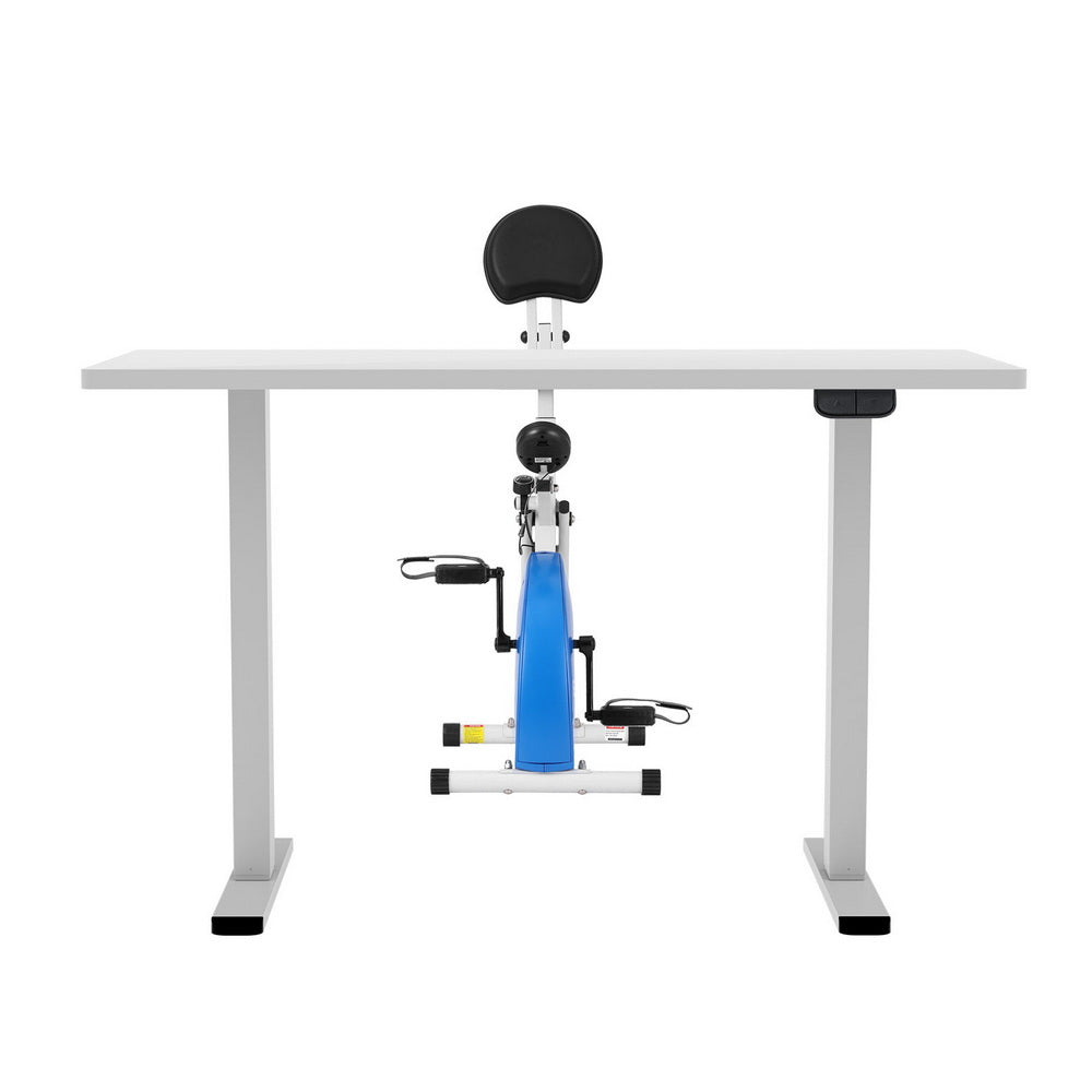 Artiss Under Desk Folding X-Bike with 140cm Automatic Standing Desk Magnetic Resistance White-Furniture &gt; Office &gt; Desks-PEROZ Accessories