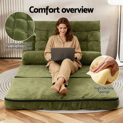 ArtissLounge Sofa Bed 2 seater Green Fabric-Furniture > Bar Stools &amp; Chairs > Arm Chairs &amp; Recliners-PEROZ Accessories