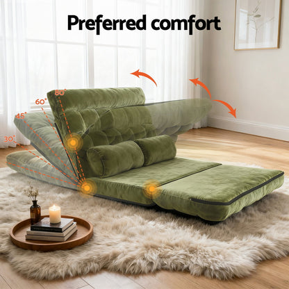 ArtissLounge Sofa Bed 2 seater Green Fabric-Furniture > Bar Stools &amp; Chairs > Arm Chairs &amp; Recliners-PEROZ Accessories