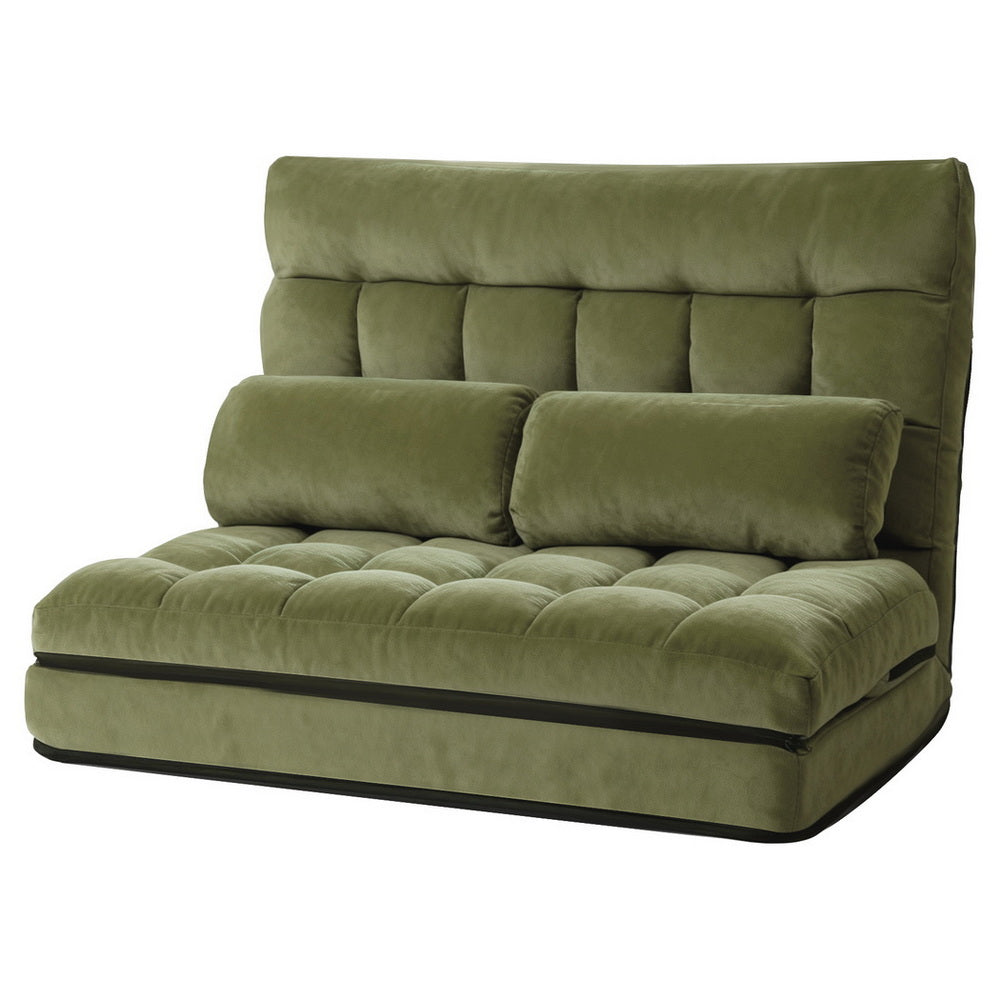 ArtissLounge Sofa Bed 2 seater Green Fabric-Furniture > Bar Stools &amp; Chairs > Arm Chairs &amp; Recliners-PEROZ Accessories