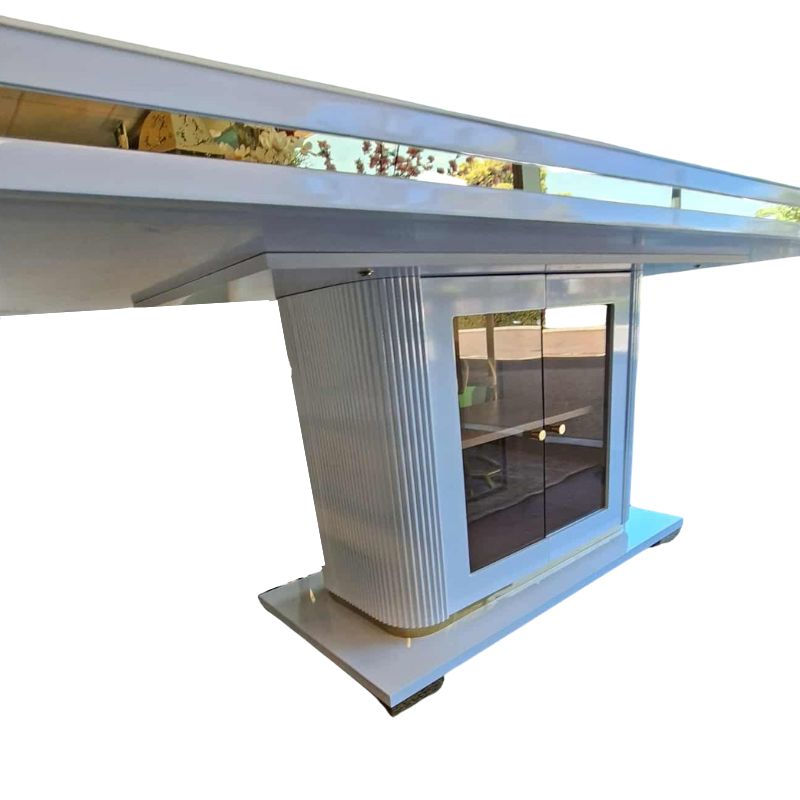 Asta Luxury Tempered Glass Top High Gloss Dining Table with Storage Cabinet-Furniture &gt; Dining &gt; Dining Tables-PEROZ Accessories