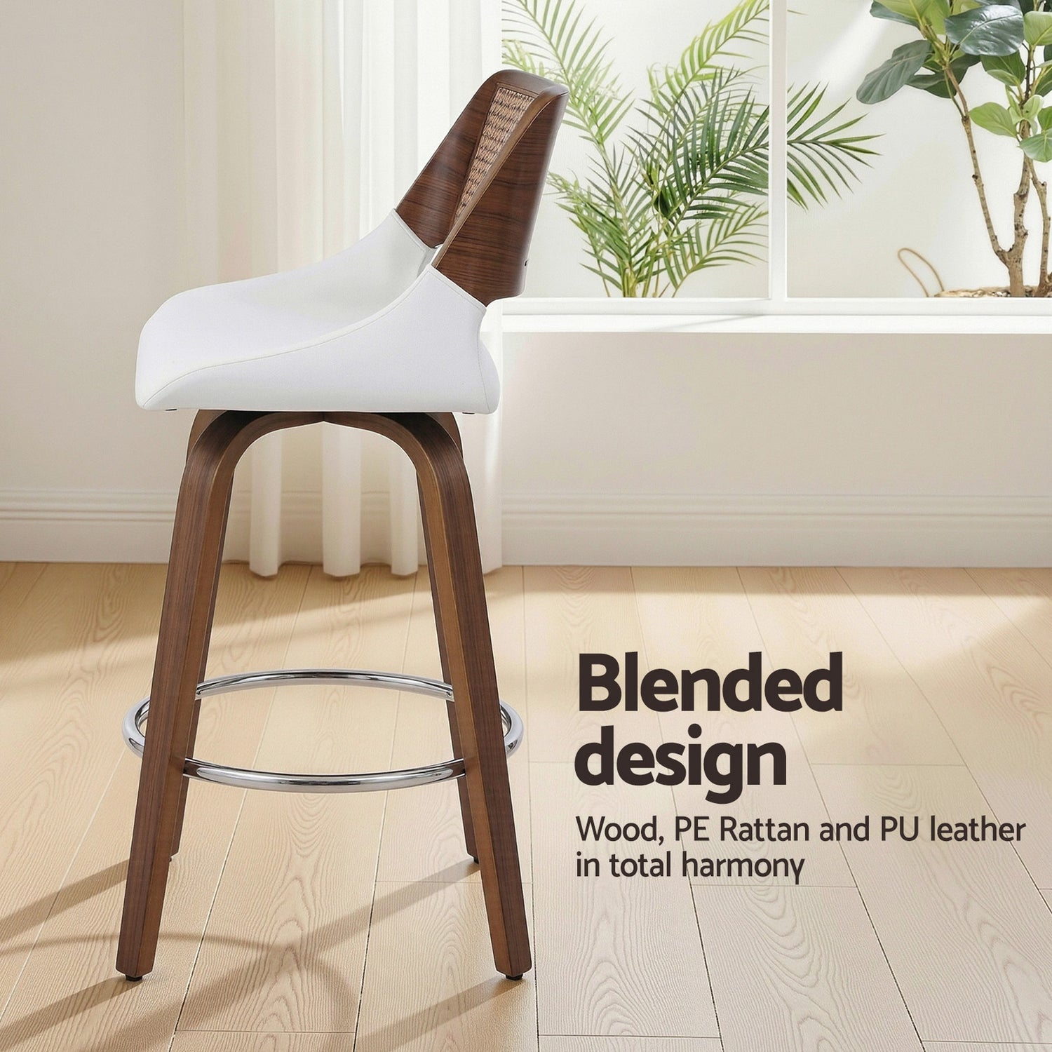 Artiss Wooden Bar Stools Swivel Kitchen Counter Stool Chair 60cm Seat Height-Furniture > Bar Stools &amp; Chairs > Table &amp; Bar Stools-PEROZ Accessories