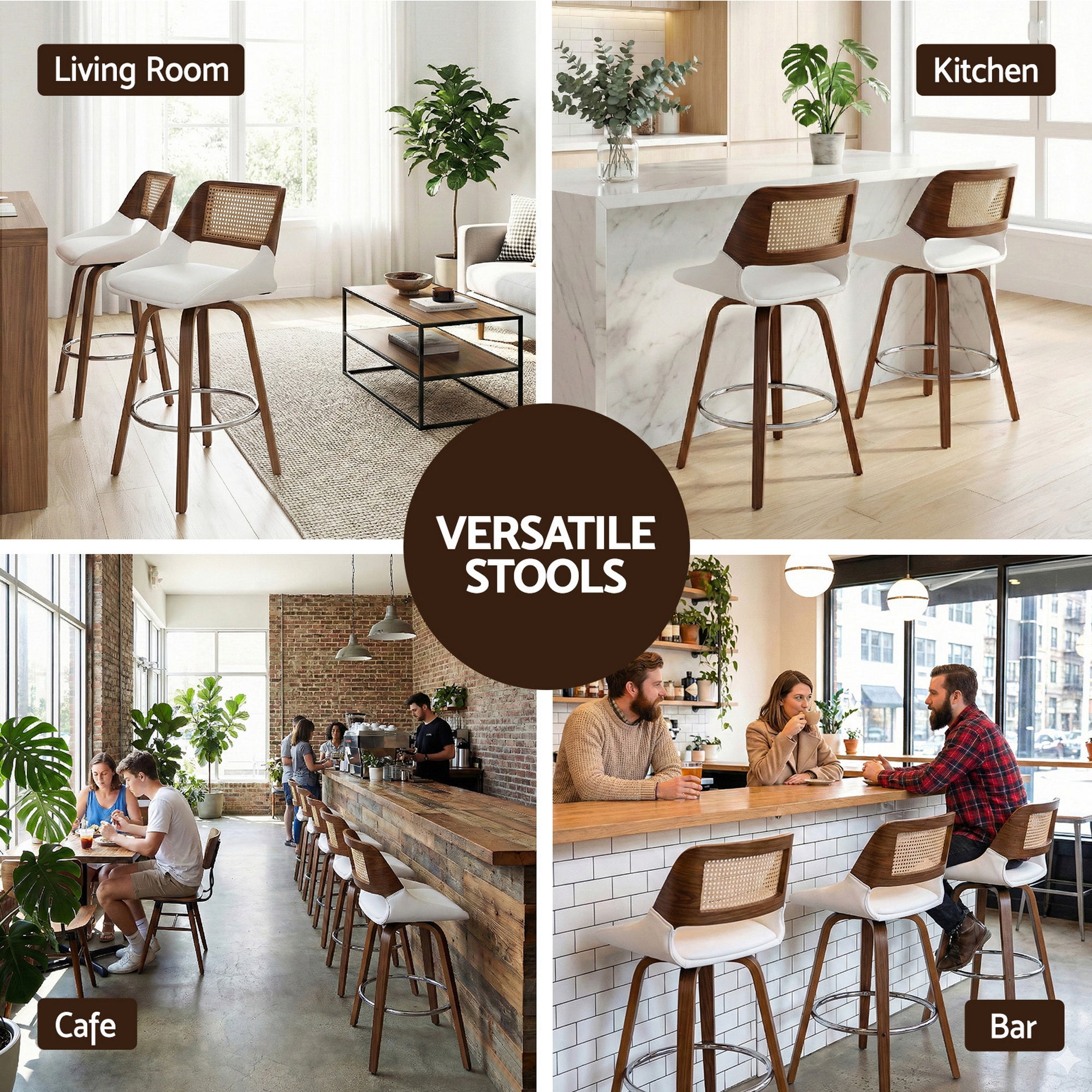 Artiss Wooden Bar Stools Swivel Kitchen Counter Stool Chair 60cm Seat Height-Furniture > Bar Stools &amp; Chairs > Table &amp; Bar Stools-PEROZ Accessories