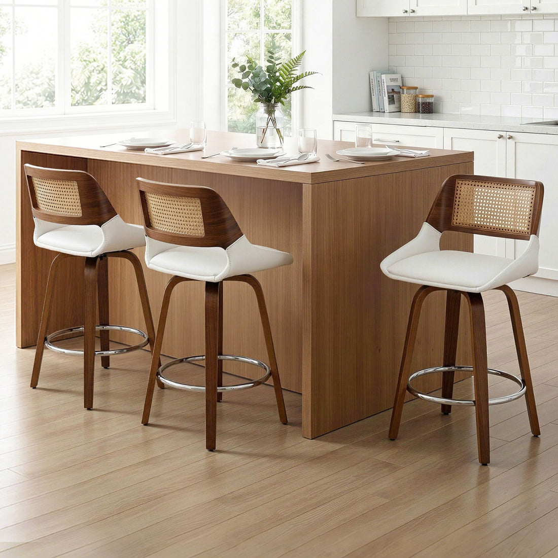 Artiss Wooden Bar Stools Set of 3 Swivel Kitchen Counter Stool Chair 60cm Seat Height-Furniture > Bar Stools &amp; Chairs > Table &amp; Bar Stools-PEROZ Accessories