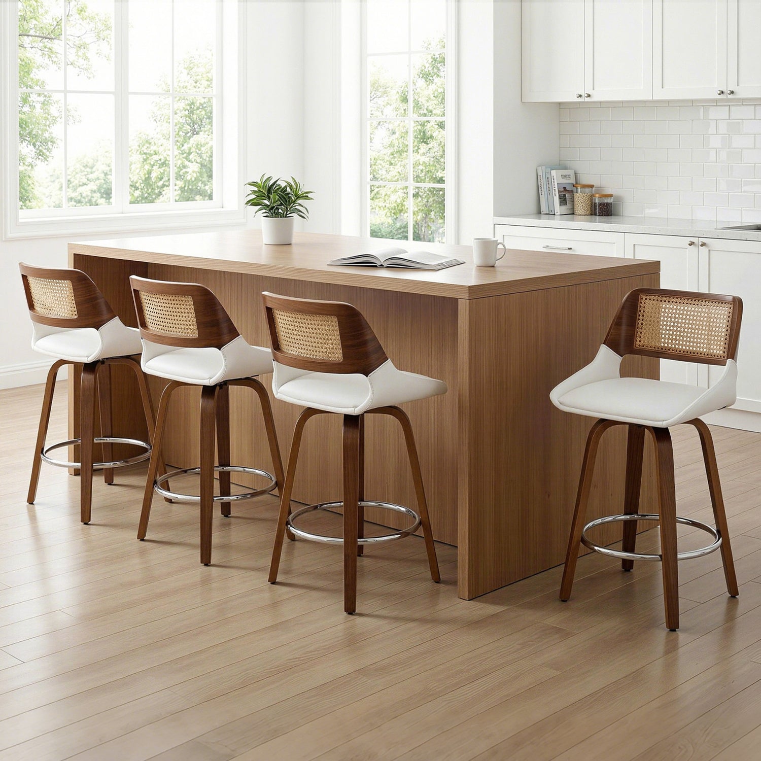 Artiss Wooden Bar Stools Set of 4 Swivel Kitchen Counter Stool Chair 60cm Seat Height-Furniture > Bar Stools &amp; Chairs > Table &amp; Bar Stools-PEROZ Accessories