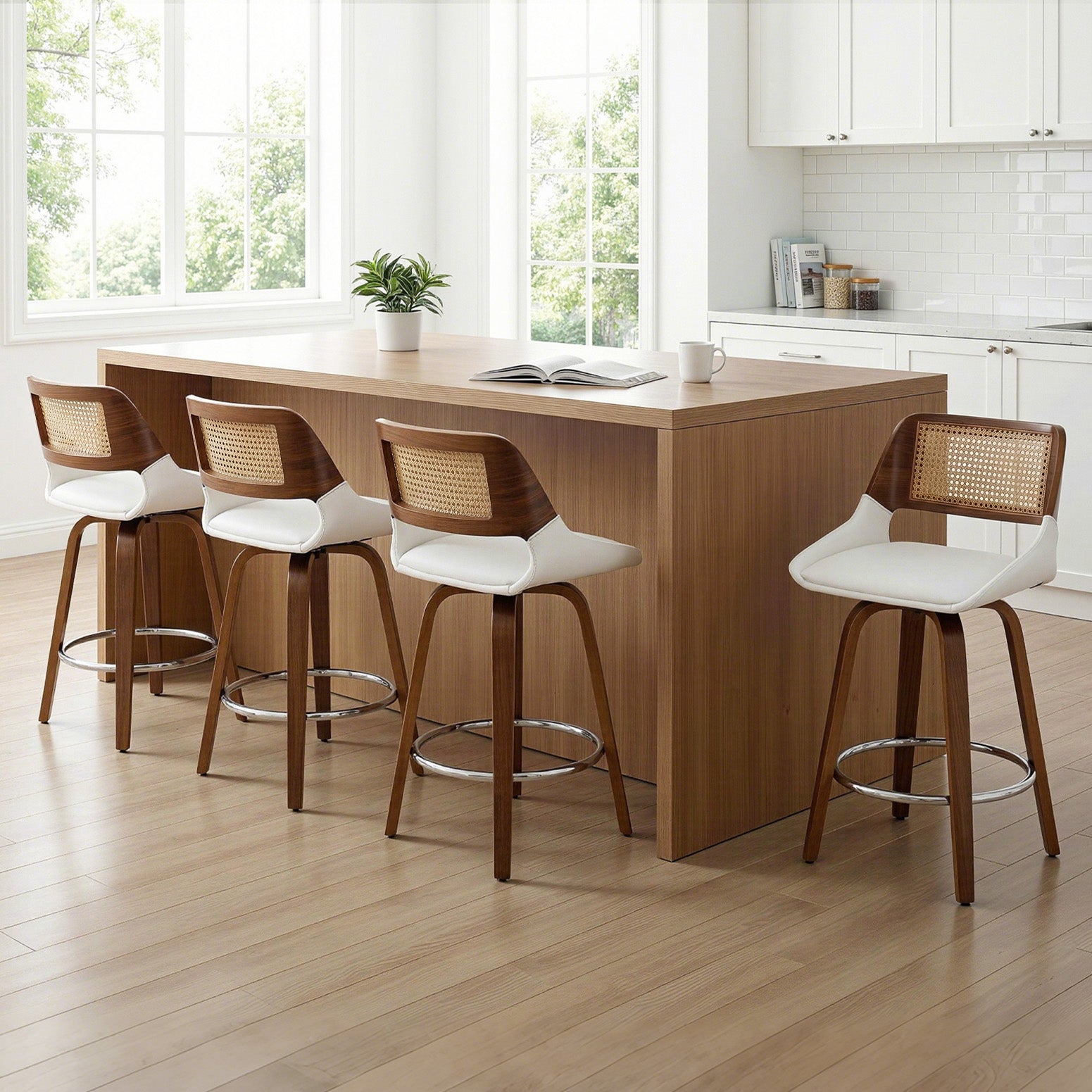 Artiss Wooden Bar Stools Set of 4 Swivel Kitchen Counter Stool Chair 60cm Seat Height-Furniture > Bar Stools &amp; Chairs > Table &amp; Bar Stools-PEROZ Accessories