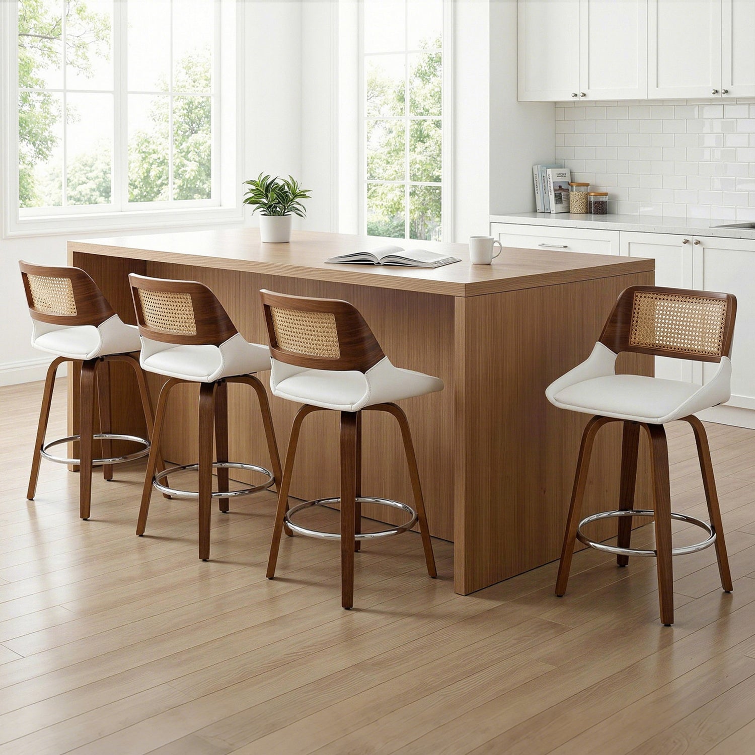 Artiss Wooden Bar Stools Set of 4 Swivel Kitchen Counter Stool Chair 60cm Seat Height-Furniture > Bar Stools &amp; Chairs > Table &amp; Bar Stools-PEROZ Accessories
