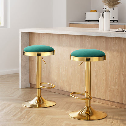 2x Artiss Bar Stools Kitchen Dining Chairs Velvet Padded Stool Green-Furniture &gt; Bar Stools &amp; Chairs &gt; Table &amp; Bar Stools-PEROZ Accessories