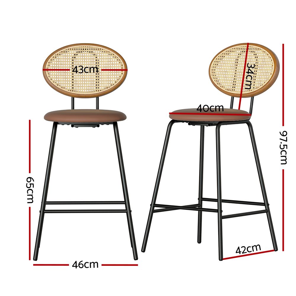 Artiss 2x Bar Stools PU Leather Stools Brown-Furniture > Bar Stools &amp; Chairs-PEROZ Accessories