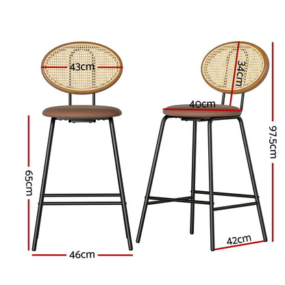 Artiss 2x Bar Stools PU Leather Stools Brown-Furniture &gt; Bar Stools &amp; Chairs-PEROZ Accessories
