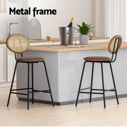 Artiss 2x Bar Stools PU Leather Stools Brown-Furniture &gt; Bar Stools &amp; Chairs-PEROZ Accessories