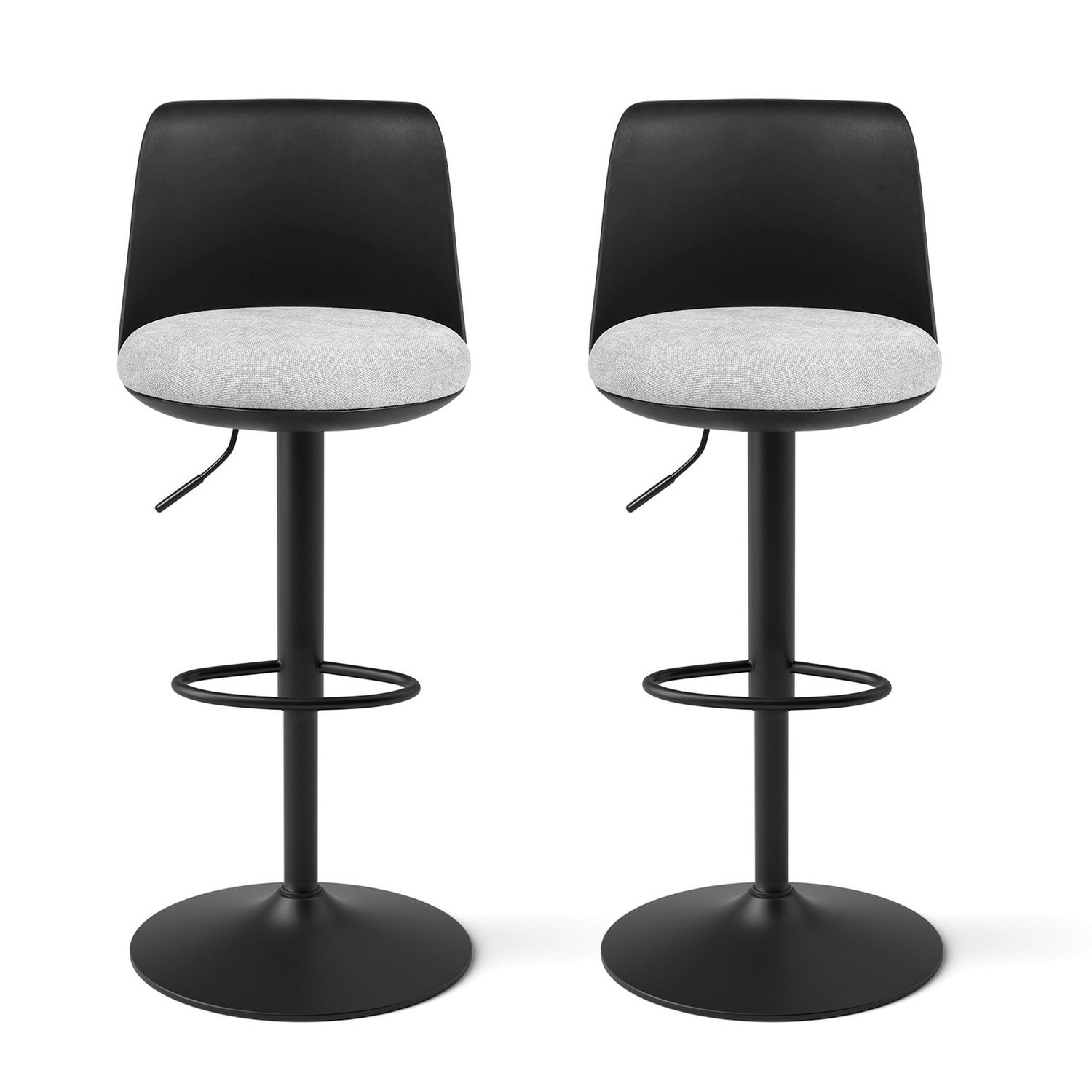 Artiss 2x Bar Stools Kitchen Swivel Gas Lift Counter Dining Chair Curved Black-Furniture > Bar Stools &amp; Chairs > Table &amp; Bar Stools-PEROZ Accessories