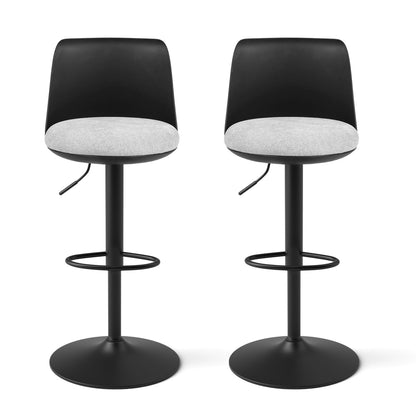 Artiss 2x Bar Stools Kitchen Swivel Gas Lift Counter Dining Chair Curved Black-Furniture > Bar Stools &amp; Chairs > Table &amp; Bar Stools-PEROZ Accessories
