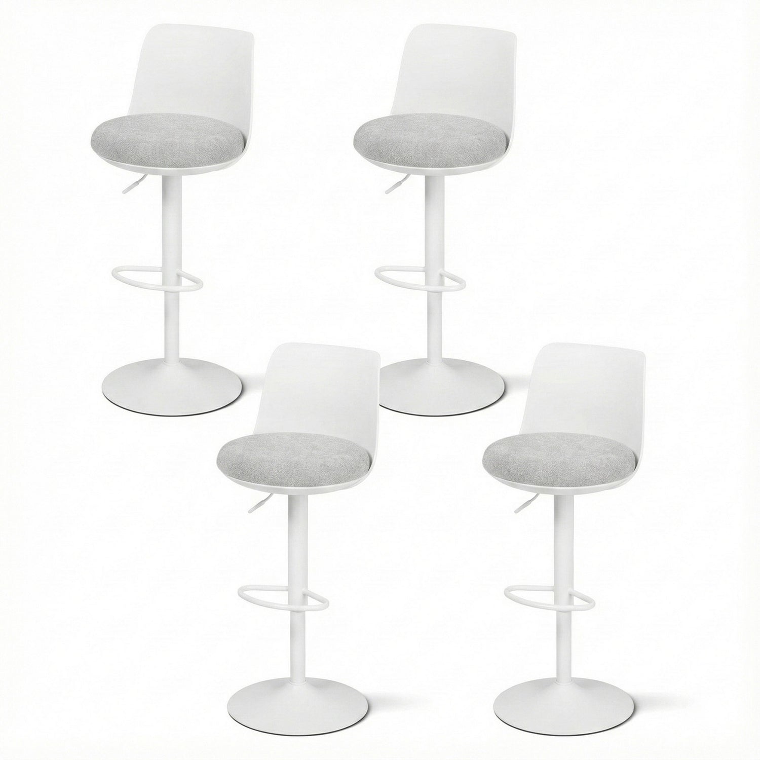 Artiss 4x Bar Stools Kitchen Swivel Gas Lift Counter Dining Chair Curved White-Furniture > Bar Stools &amp; Chairs > Table &amp; Bar Stools-PEROZ Accessories