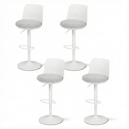 Artiss 4x Bar Stools Kitchen Swivel Gas Lift Counter Dining Chair Curved White-Furniture > Bar Stools &amp; Chairs > Table &amp; Bar Stools-PEROZ Accessories
