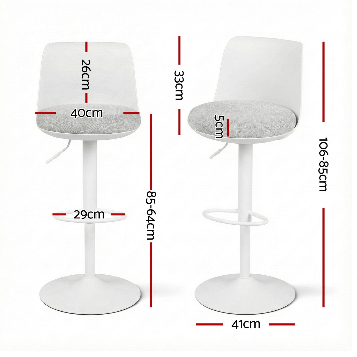 Artiss 4x Bar Stools Kitchen Swivel Gas Lift Counter Dining Chair Curved White-Furniture > Bar Stools &amp; Chairs > Table &amp; Bar Stools-PEROZ Accessories