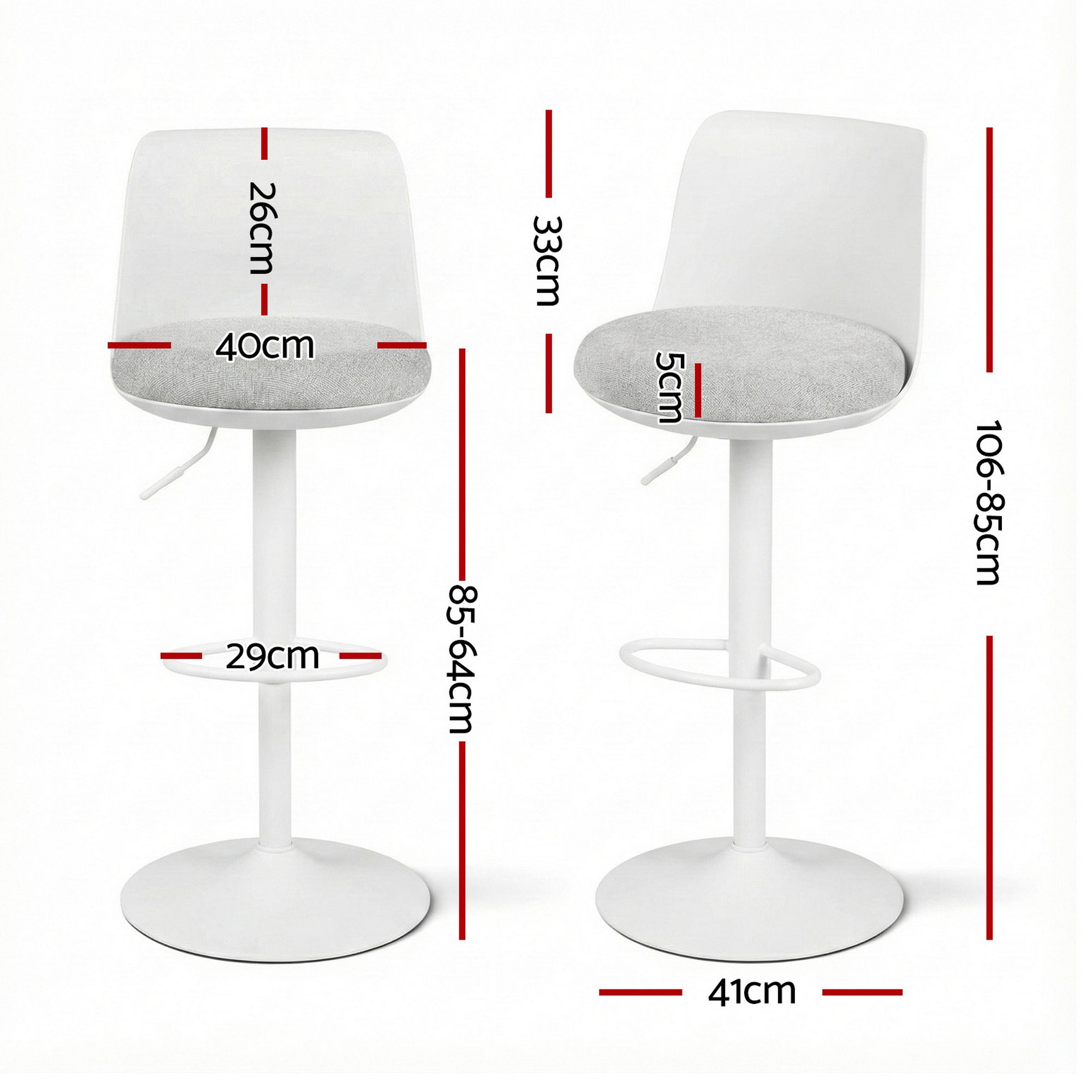 Artiss 4x Bar Stools Kitchen Swivel Gas Lift Counter Dining Chair Curved White-Furniture > Bar Stools &amp; Chairs > Table &amp; Bar Stools-PEROZ Accessories