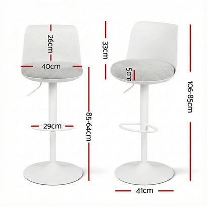 Artiss 4x Bar Stools Kitchen Swivel Gas Lift Counter Dining Chair Curved White-Furniture > Bar Stools &amp; Chairs > Table &amp; Bar Stools-PEROZ Accessories