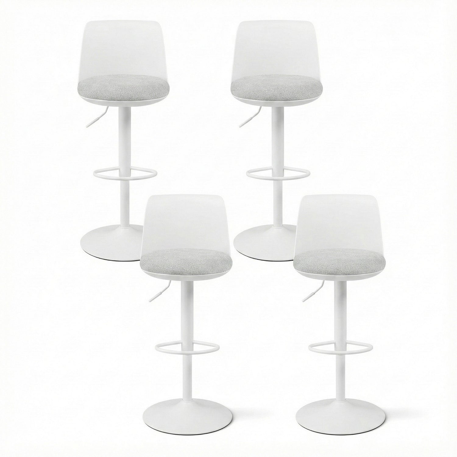 Artiss 4x Bar Stools Kitchen Swivel Gas Lift Counter Dining Chair Curved White-Furniture > Bar Stools &amp; Chairs > Table &amp; Bar Stools-PEROZ Accessories