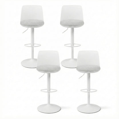 Artiss 4x Bar Stools Kitchen Swivel Gas Lift Counter Dining Chair Curved White-Furniture > Bar Stools &amp; Chairs > Table &amp; Bar Stools-PEROZ Accessories