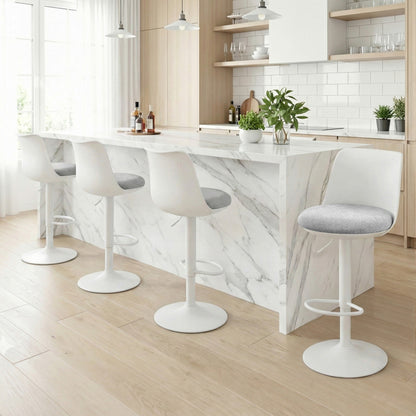 Artiss 4x Bar Stools Kitchen Swivel Gas Lift Counter Dining Chair Curved White-Furniture > Bar Stools &amp; Chairs > Table &amp; Bar Stools-PEROZ Accessories