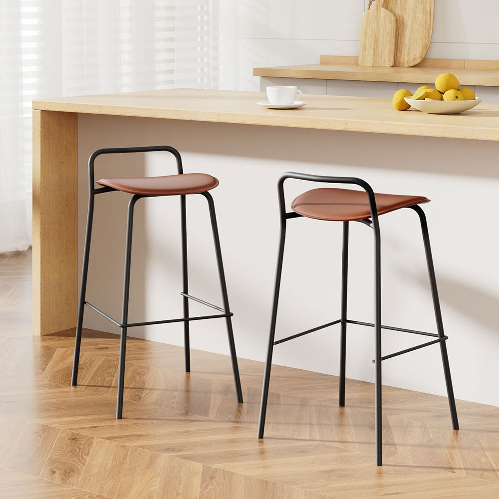 2x Artiss Bar Stools Kitchen Counter Stools Metal Brown-Furniture &gt; Bar Stools &amp; Chairs &gt; Table &amp; Bar Stools-PEROZ Accessories