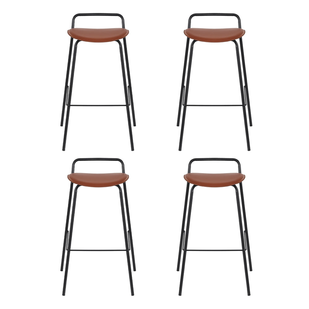 4x Artiss Bar Stools Kitchen Counter Dining Chair Metal Brown-Furniture &gt; Bar Stools &amp; Chairs &gt; Table &amp; Bar Stools-PEROZ Accessories