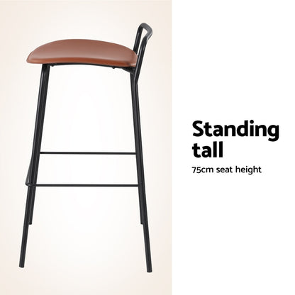 4x Artiss Bar Stools Kitchen Counter Dining Chair Metal Brown-Furniture &gt; Bar Stools &amp; Chairs &gt; Table &amp; Bar Stools-PEROZ Accessories