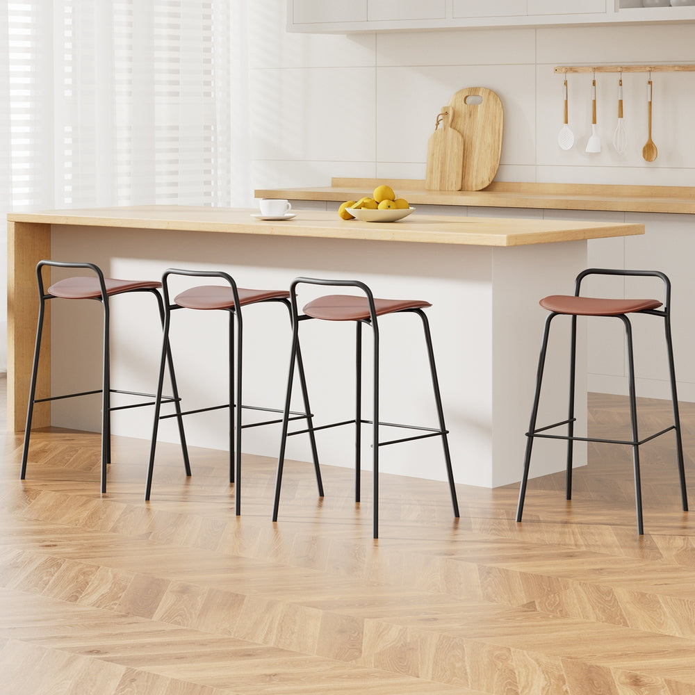 4x Artiss Bar Stools Kitchen Counter Dining Chair Metal Brown-Furniture &gt; Bar Stools &amp; Chairs &gt; Table &amp; Bar Stools-PEROZ Accessories