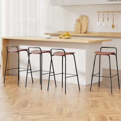 4x Artiss Bar Stools Kitchen Counter Dining Chair Metal Brown-Furniture &gt; Bar Stools &amp; Chairs &gt; Table &amp; Bar Stools-PEROZ Accessories