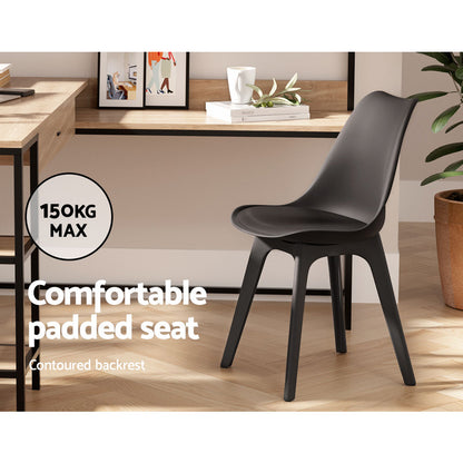 Artiss Dining Chairs Set of 4 Leather Plastic DSW Replica Black-Dining Chairs-PEROZ Accessories