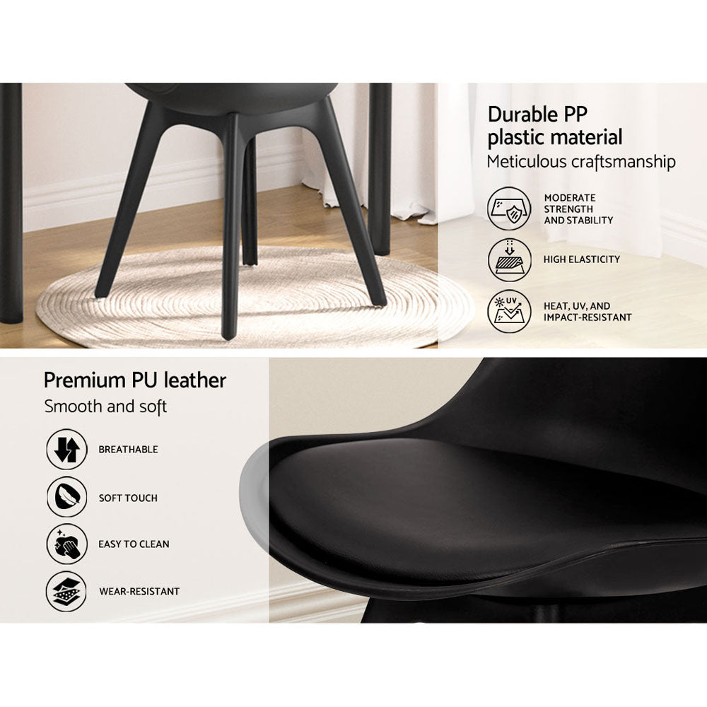 Artiss Dining Chairs Set of 4 Leather Plastic DSW Replica Black-Dining Chairs-PEROZ Accessories