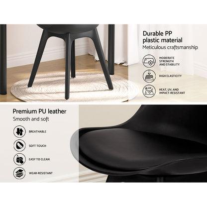 Artiss Dining Chairs Set of 4 Leather Plastic DSW Replica Black-Dining Chairs-PEROZ Accessories