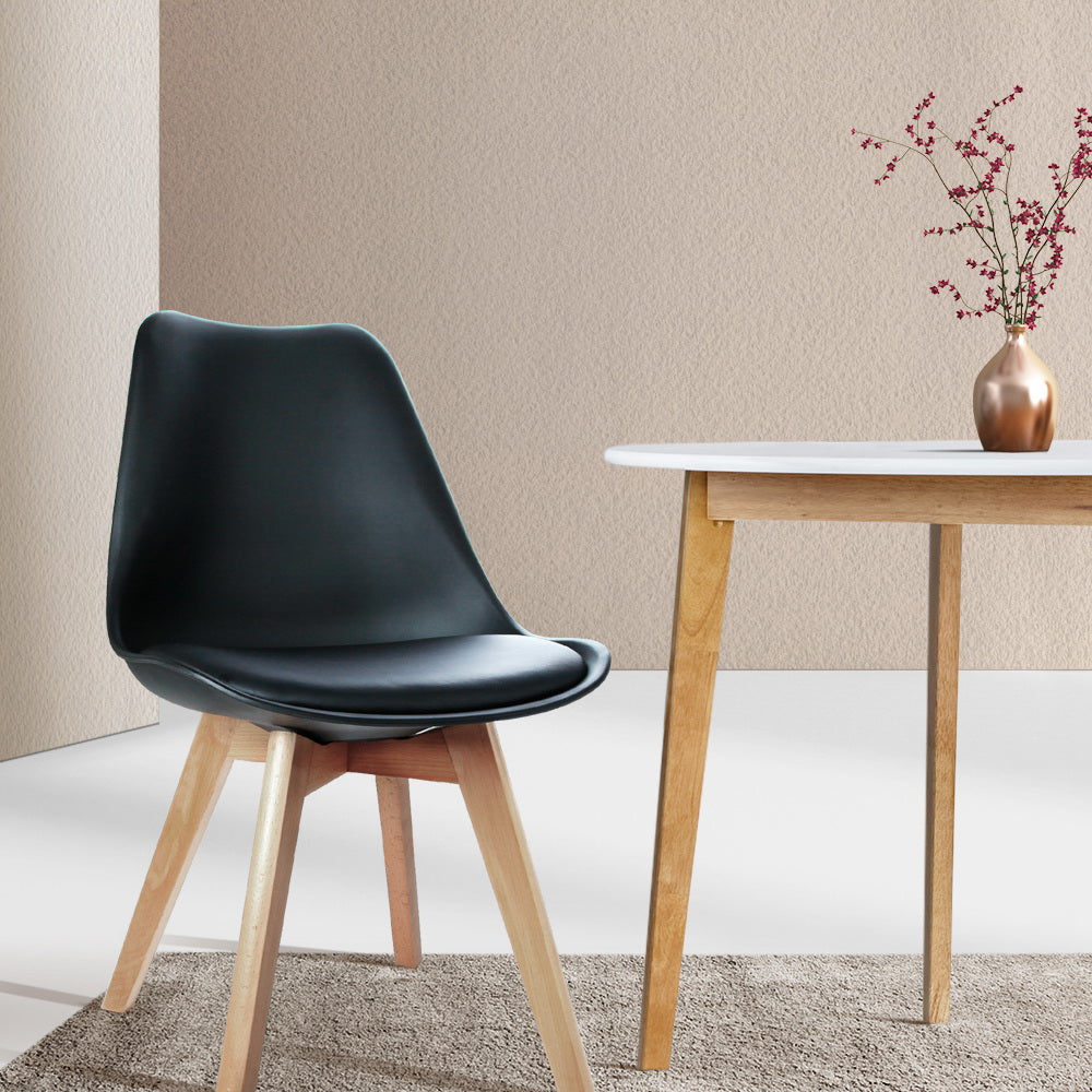 Artiss Dining Chairs Set of 4 Leather Plastic DSW Replica Wooden Black-Dining Chairs-PEROZ Accessories