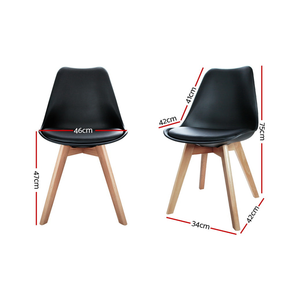 Artiss Dining Chairs Set of 4 Leather Plastic DSW Replica Wooden Black-Dining Chairs-PEROZ Accessories