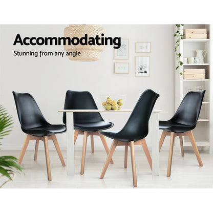 Artiss Dining Chairs Set of 4 Leather Plastic DSW Replica Wooden Black-Dining Chairs-PEROZ Accessories
