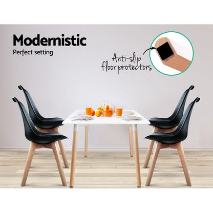 Artiss Dining Chairs Set of 4 Leather Plastic DSW Replica Wooden Black-Dining Chairs-PEROZ Accessories