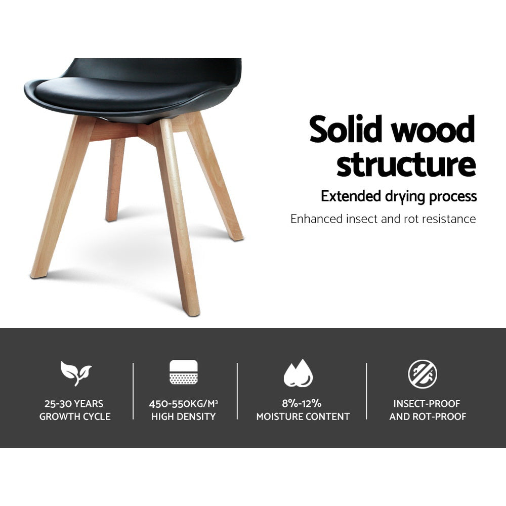 Artiss Dining Chairs Set of 4 Leather Plastic DSW Replica Wooden Black-Dining Chairs-PEROZ Accessories