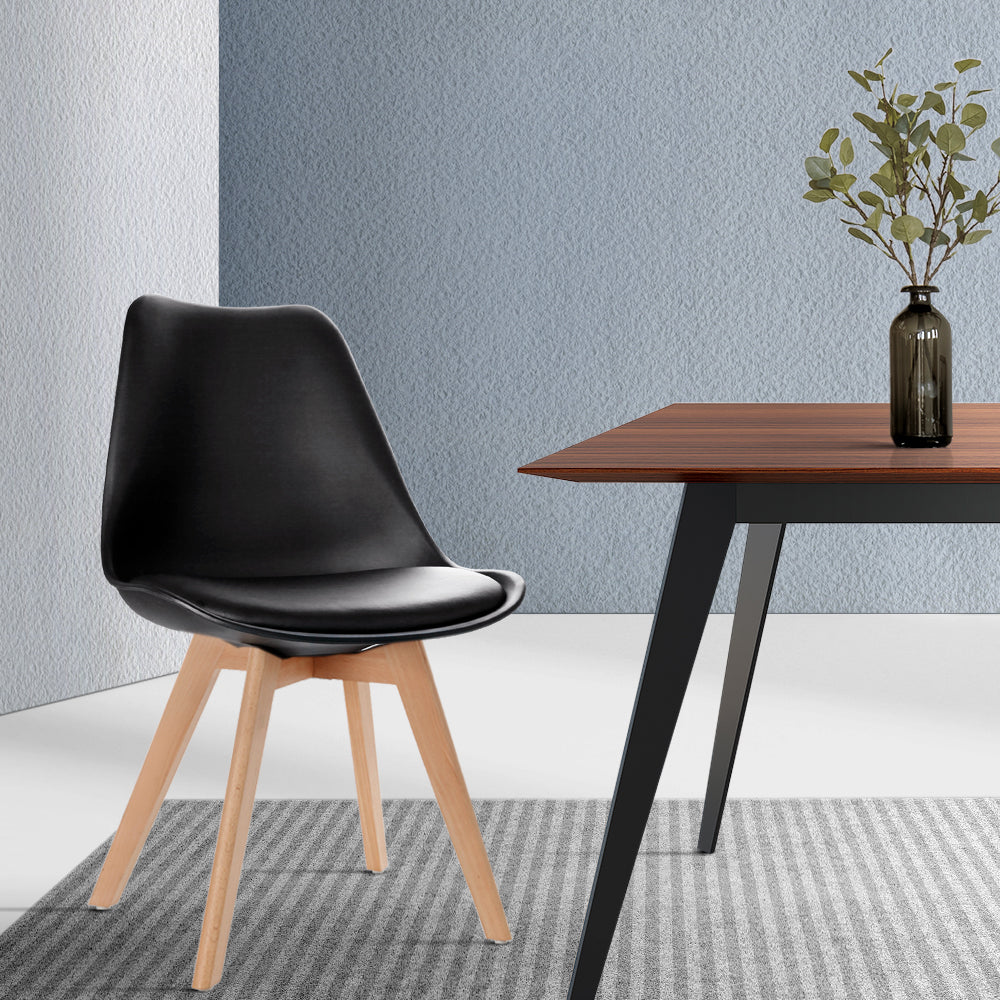 Artiss Dining Chairs Set of 4 Leather Plastic DSW Replica Wooden Black-Dining Chairs-PEROZ Accessories